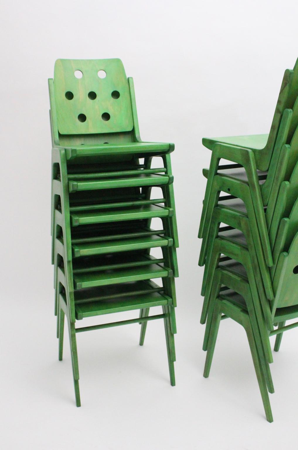Green Twelve Vintage Mid-Century Modern Dining Chair Austro Chair Franz Schuster 10