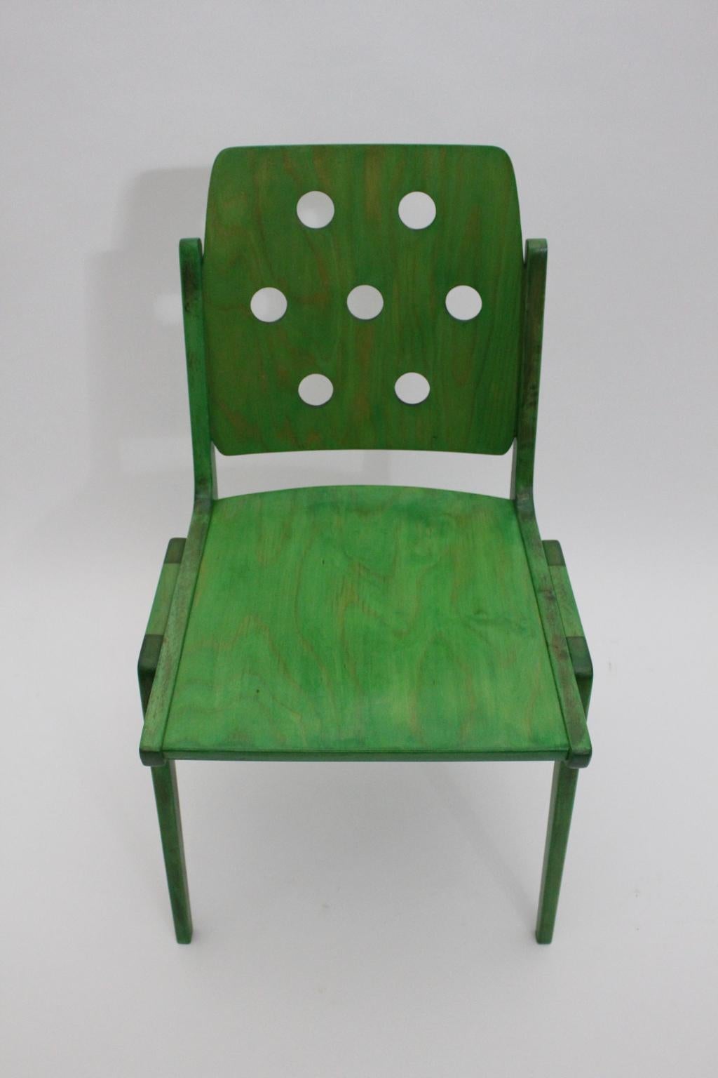 Green Twelve Vintage Mid-Century Modern Dining Chair Austro Chair Franz Schuster 11