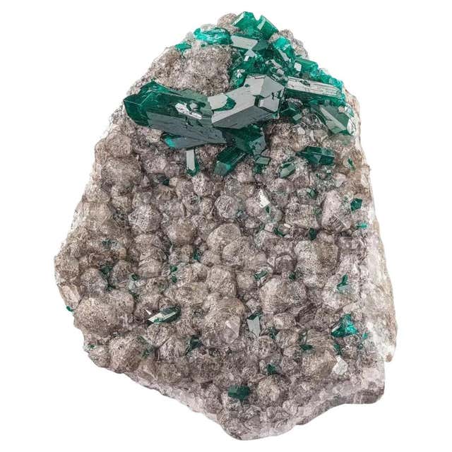 Dioptase With Plancheite on Calcite II For Sale at 1stDibs