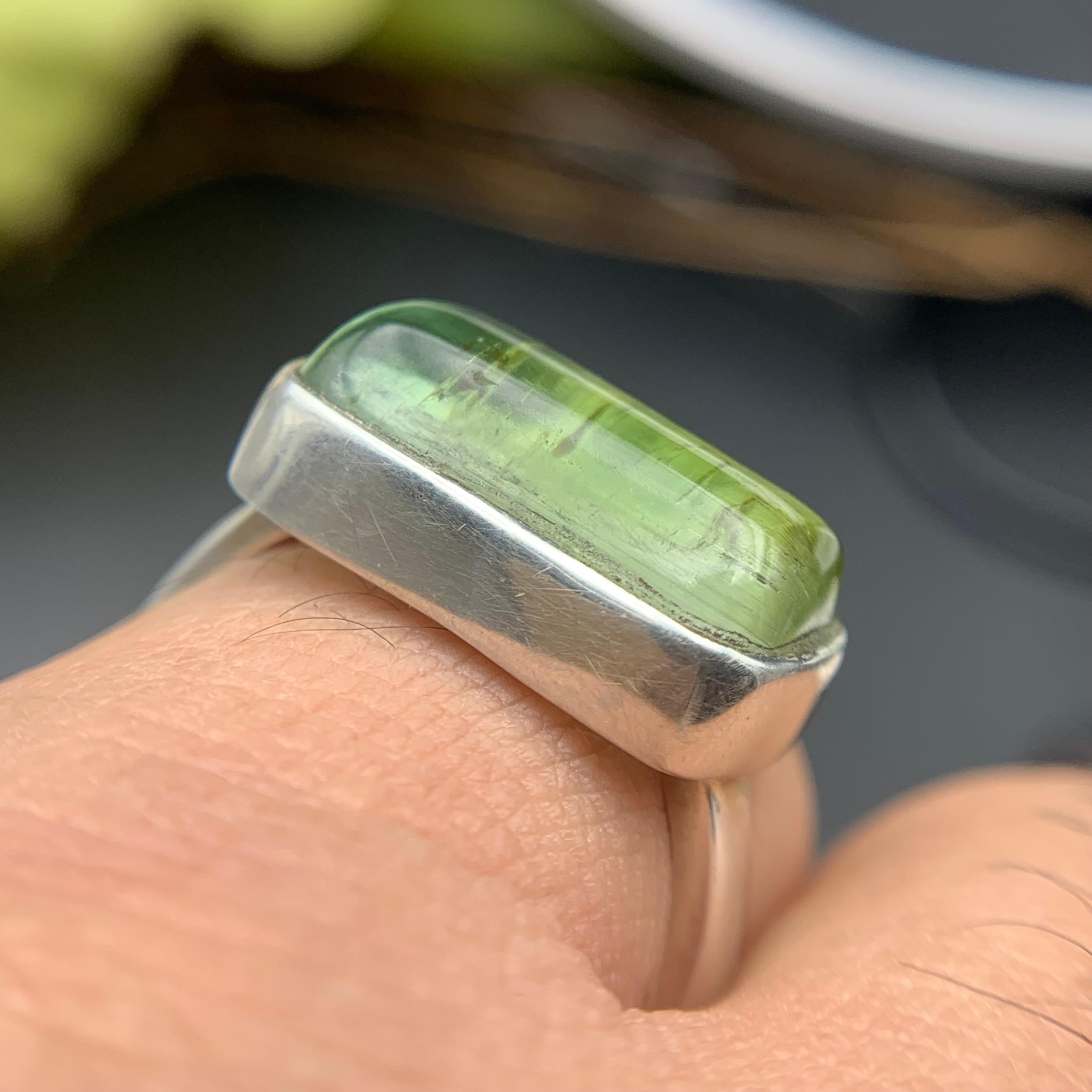Anello in tormalina naturale bicolore verde fatto a mano in argento 925, misura 8,5 USA in vendita 5
