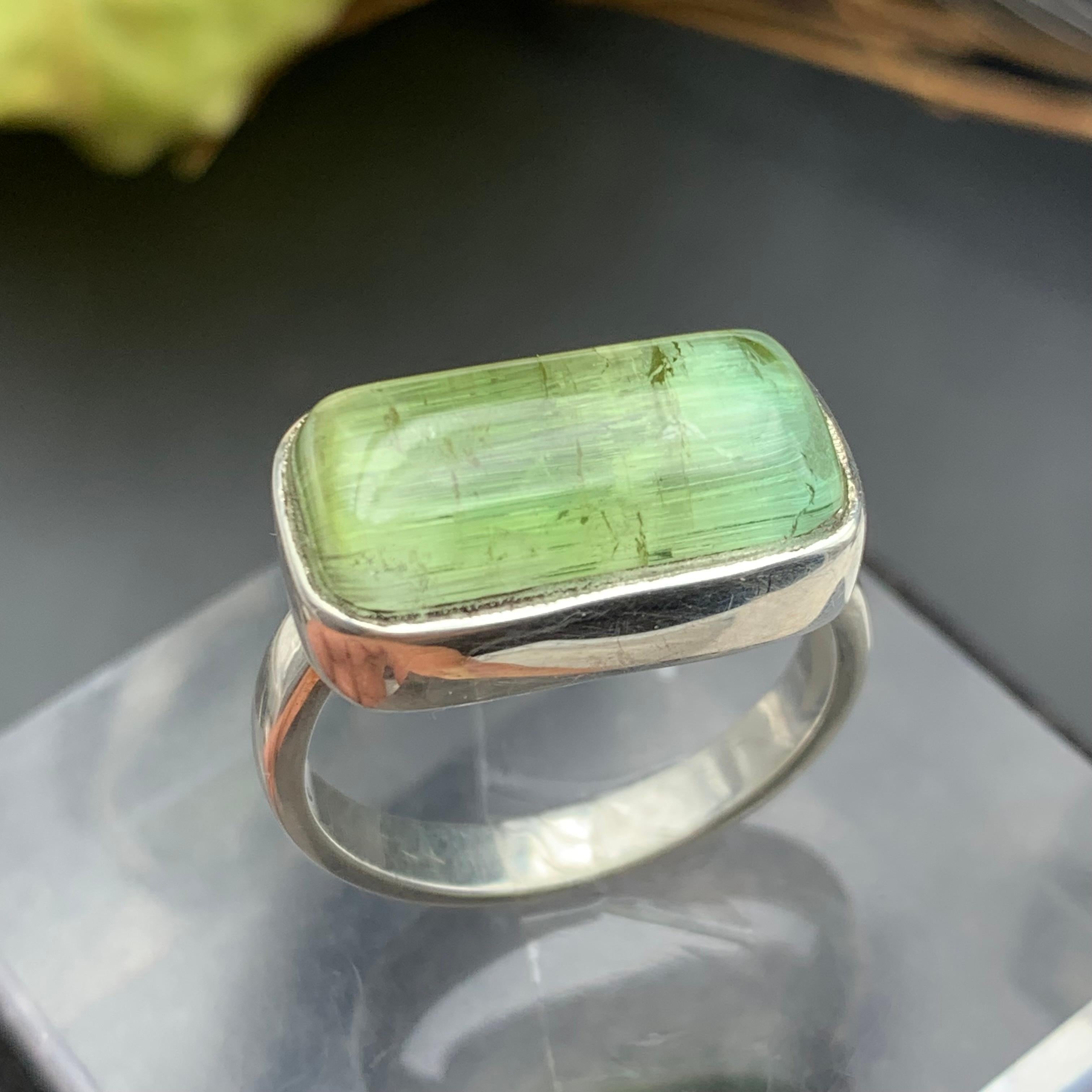 Anello in tormalina naturale bicolore verde fatto a mano in argento 925, misura 8,5 USA in vendita 6