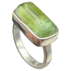Bague en argent sterling 925 de deux tons de tourmaline naturelle faite à la main, taille 8,5 US