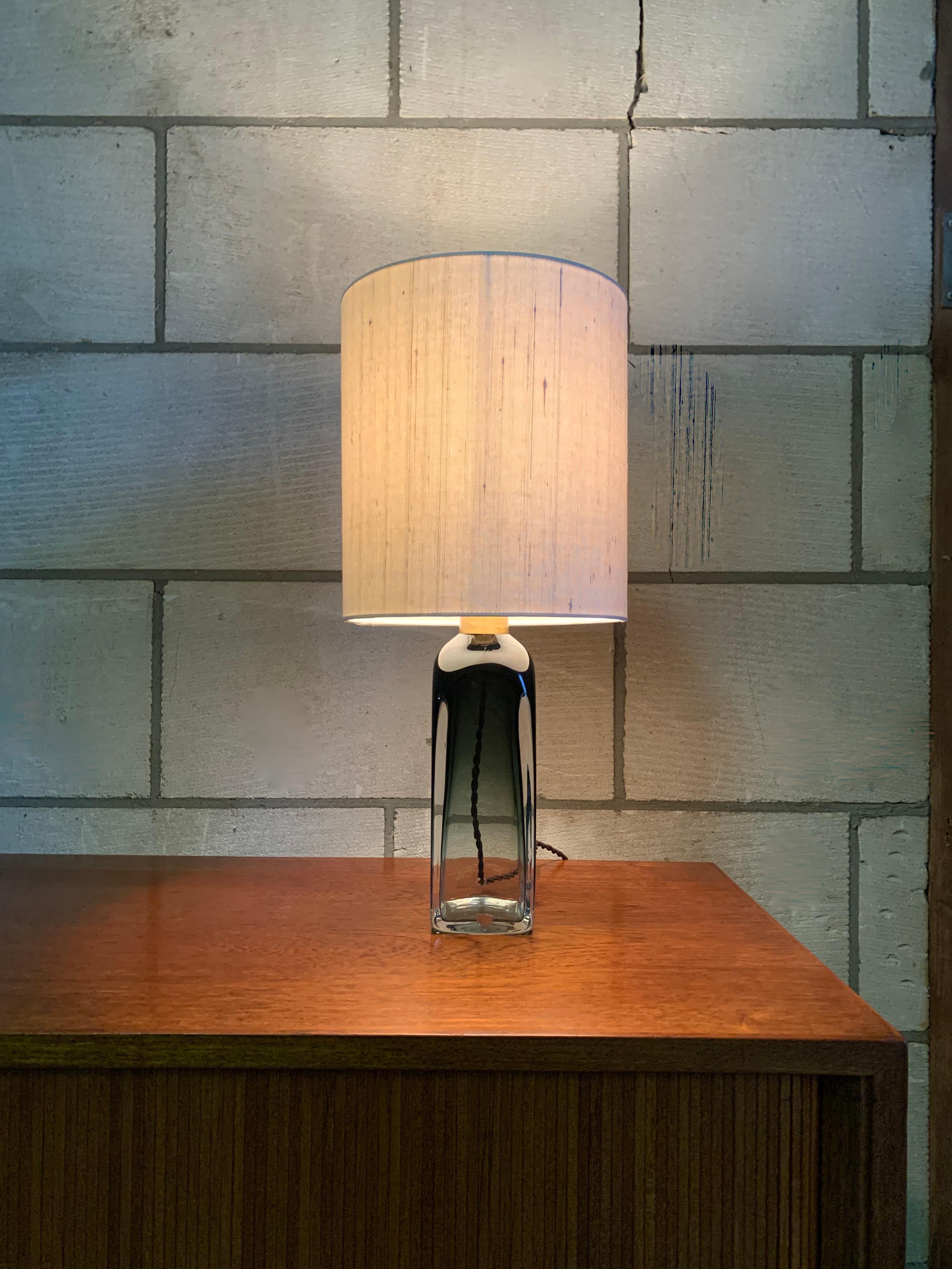 Blown Glass Green 'Underfång' Table Lamp by Carl Fagerlund for Orrefors Sweden, 1970