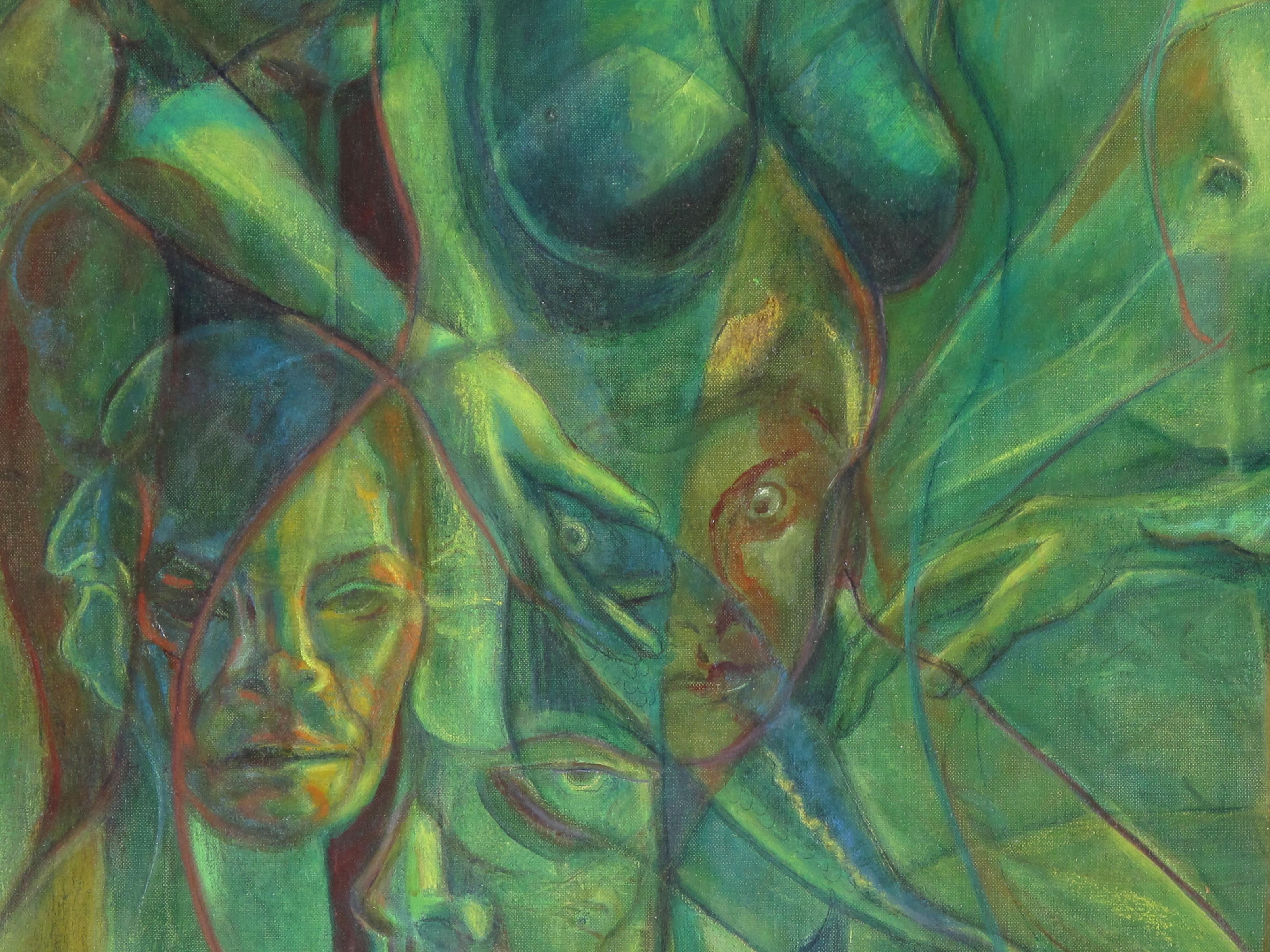 Green Underworld Acrylic Paint on Canvas, Nude Women For Sale 2