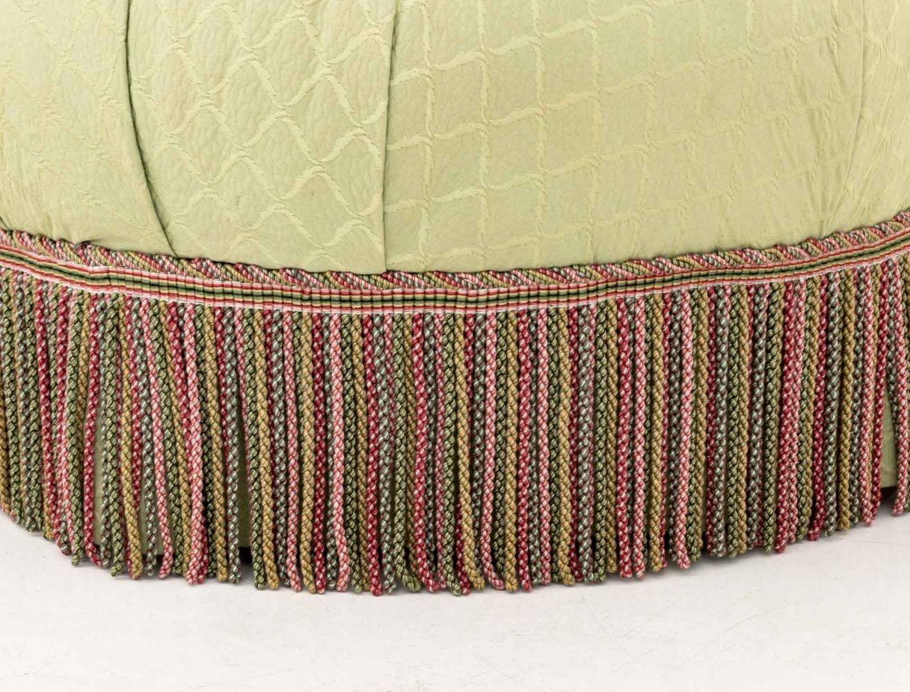 Modern Green Upholstered Button-Tufted Ottoman For Sale