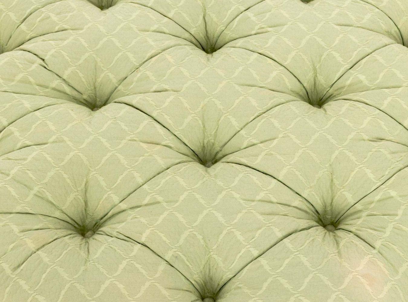 Contemporary Green Upholstered Button-Tufted Ottoman For Sale
