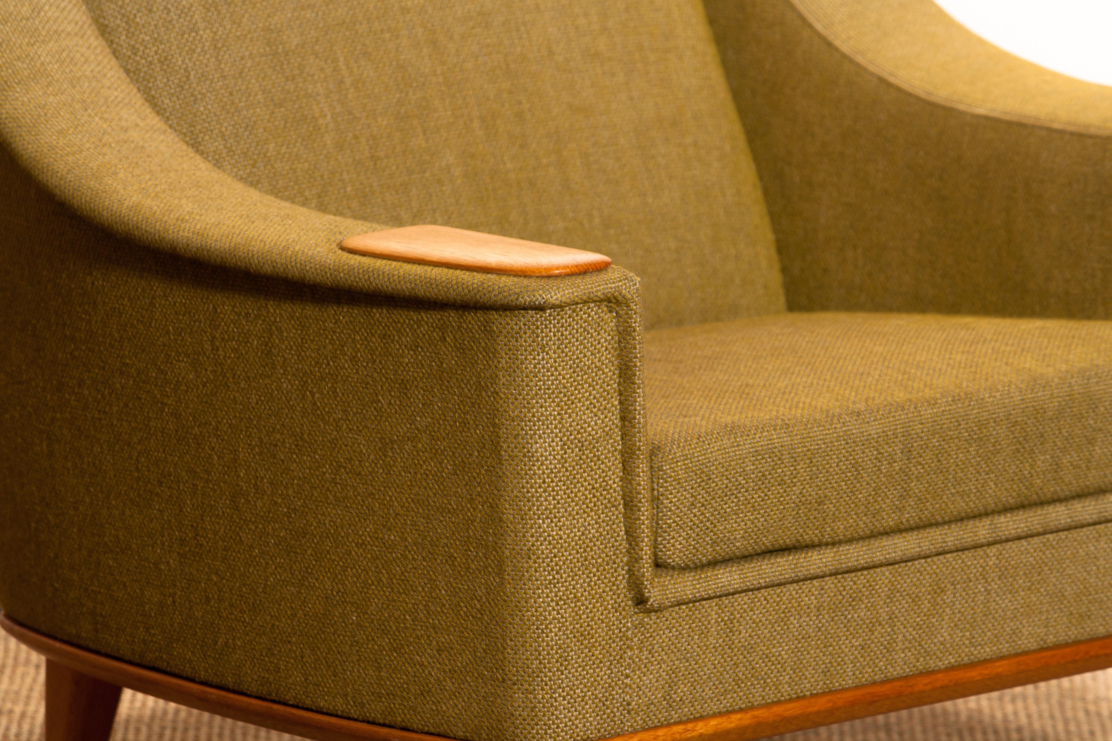 Mid-20th Century Green Upholstered Oak Lounge / Easy Chair by Folke Ohlsson for DUX, 1960, Sweden