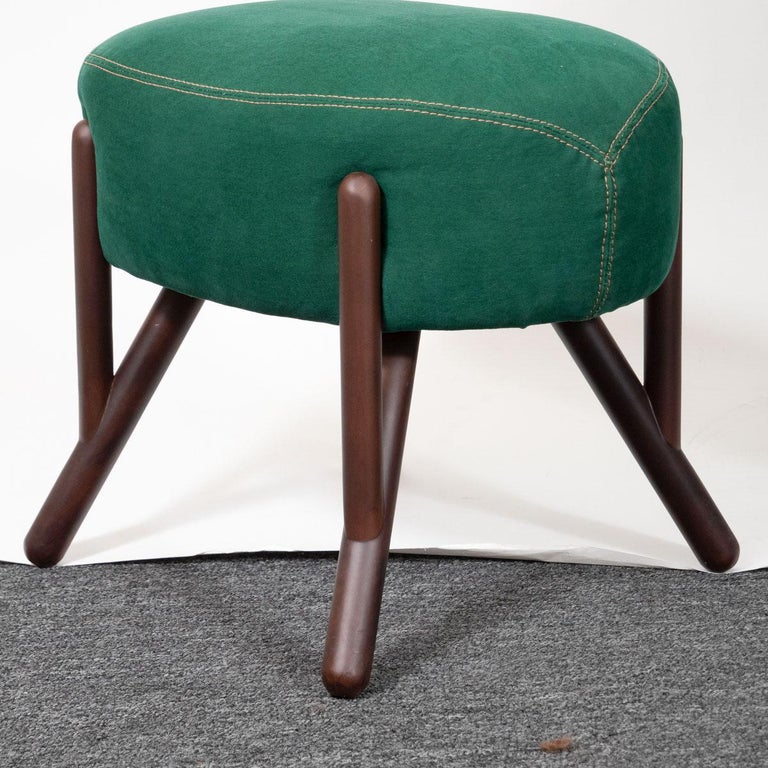 Green Upholstered Wingback Chair with Ottoman For Sale at 1stDibs