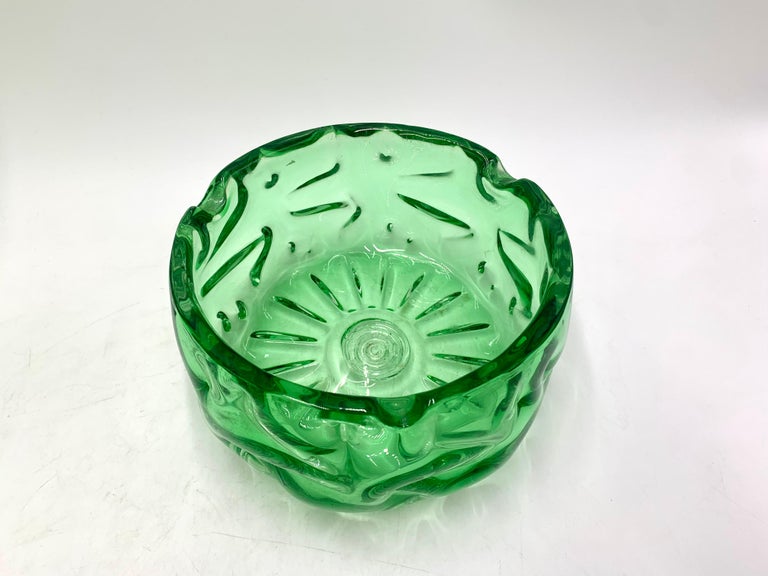 Green vase and bowl, designed by Pavel Hlava, Czech Republic, 1968. For