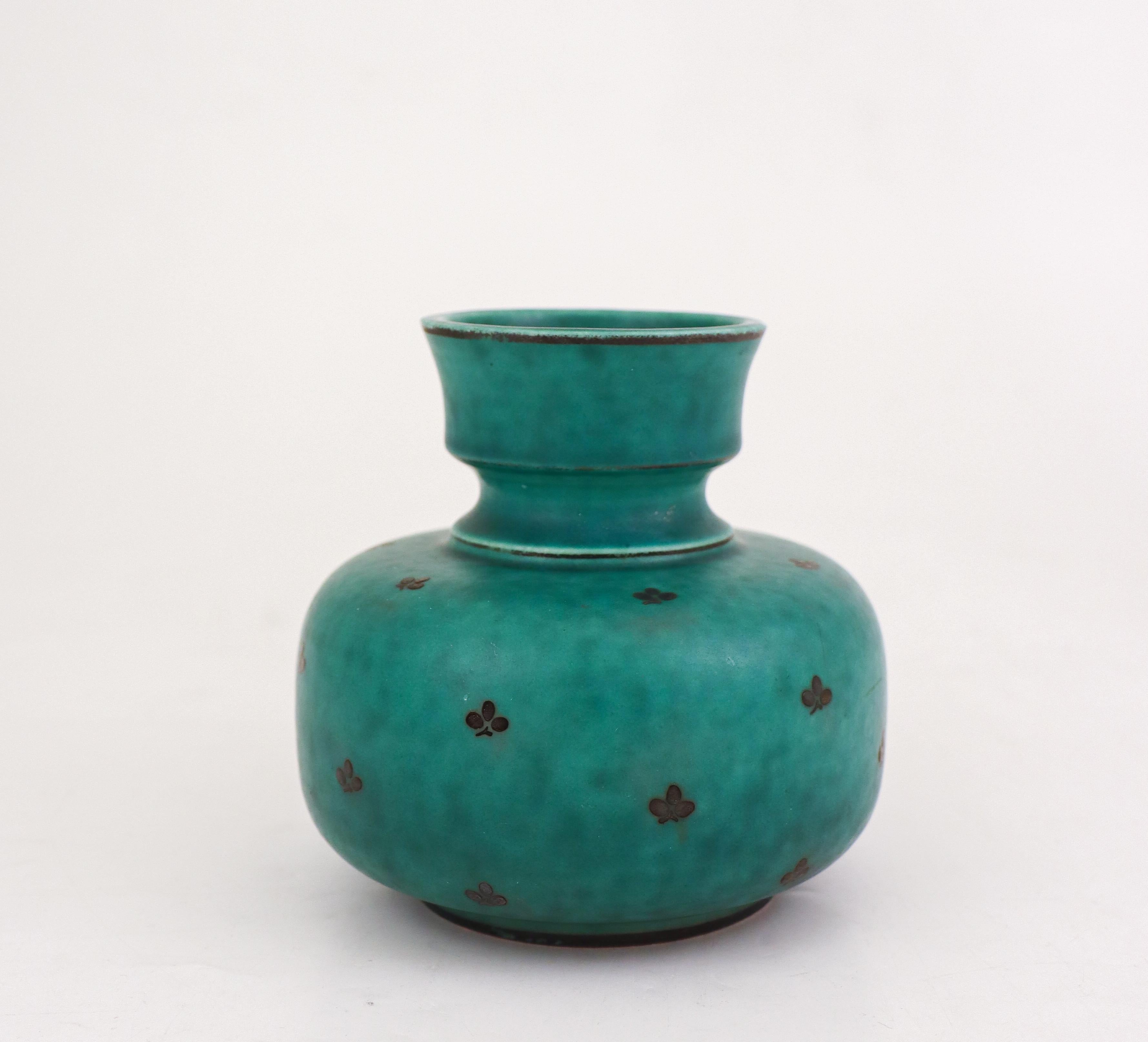 Smaltato Vaso verde ARGENTA - Wilhelm Kåge - Gustavsberg in vendita