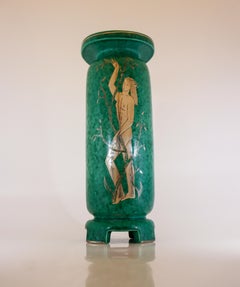 Vaso verde ARGENTA Wilhelm Kåge Gustavsberg Verde, Argento Decor 1954