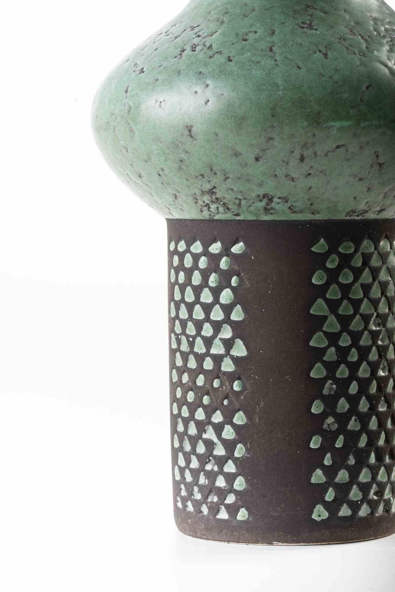 Green Vase by Strehla, italy, mid-20th Century In Good Condition For Sale In Roma, IT