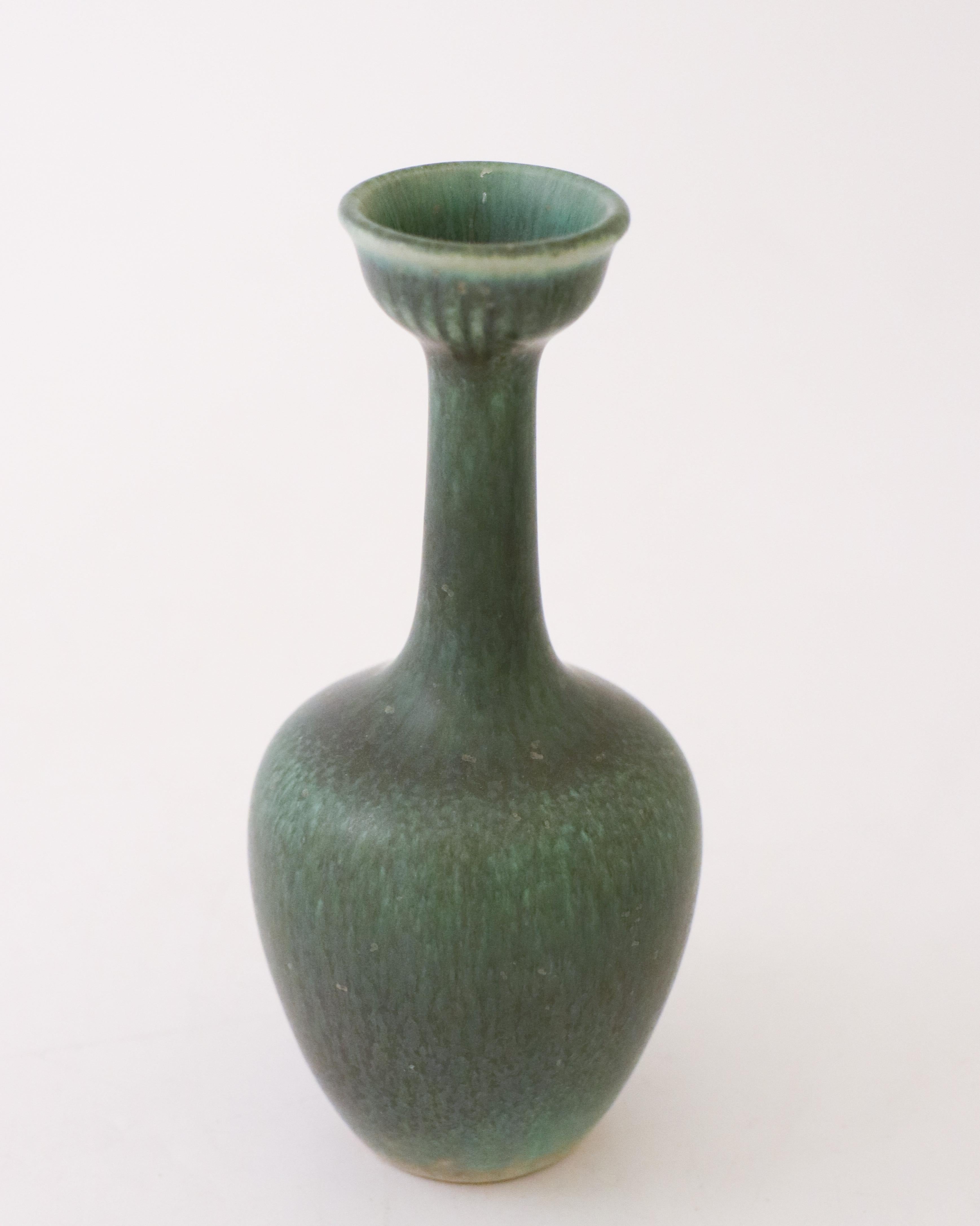 Swedish Green Vase, Gunnar Nylund, Rörstrand, Scandinavian Mid-Century Vintage For Sale