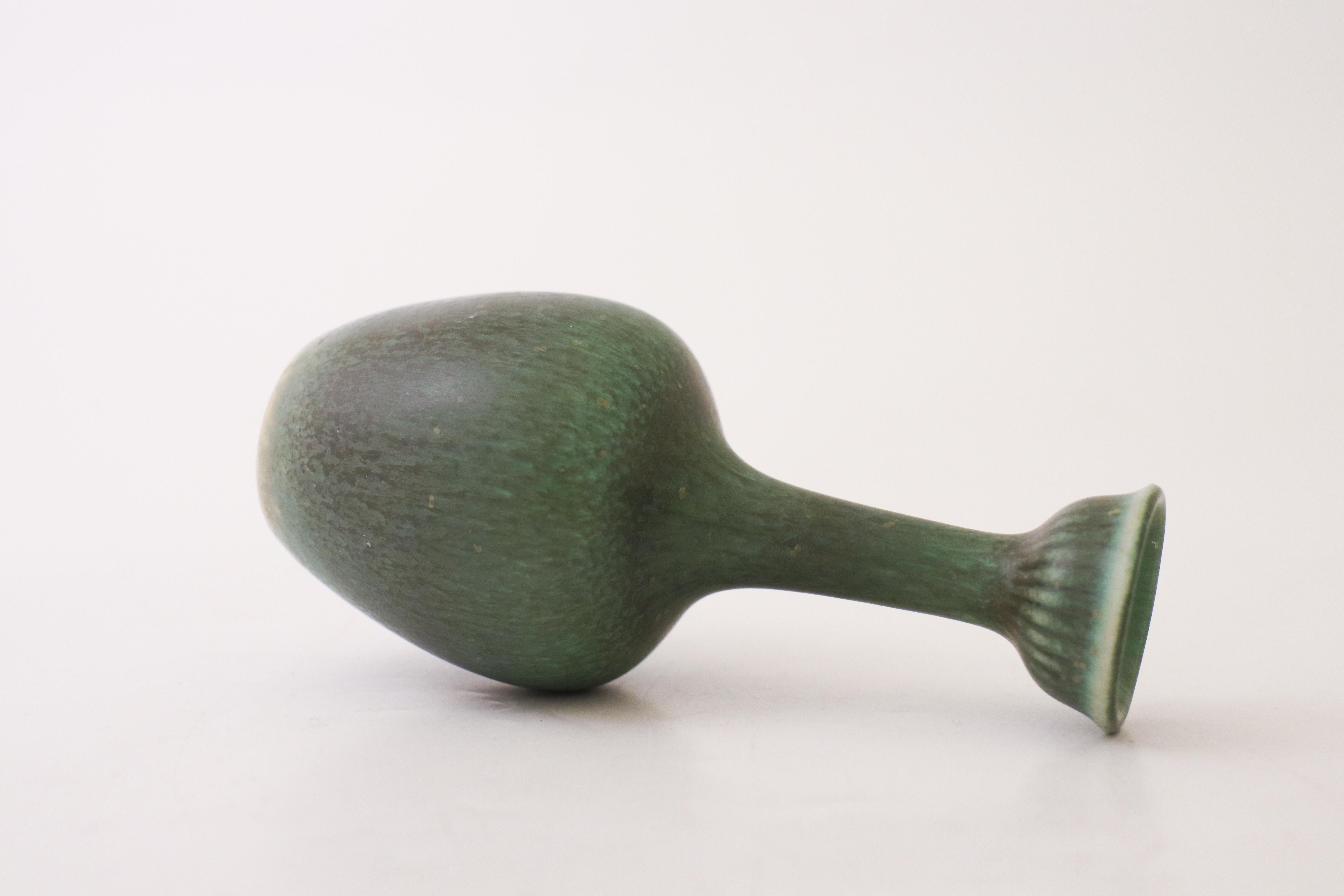 Ceramic Green Vase, Gunnar Nylund, Rörstrand, Scandinavian Mid-Century Vintage For Sale