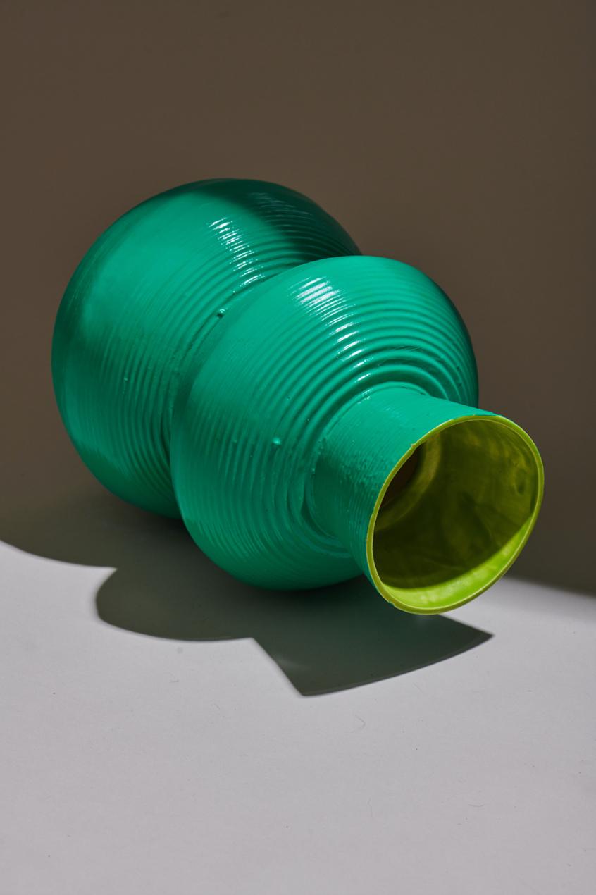 Chilean Green Vase in Glazed Ceramic For Sale