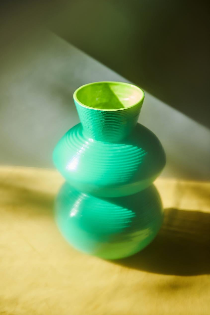 Green Vase in Glazed Ceramic For Sale 1