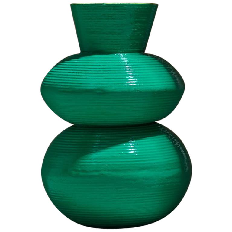 Green Vase in Glazed Ceramic For Sale
