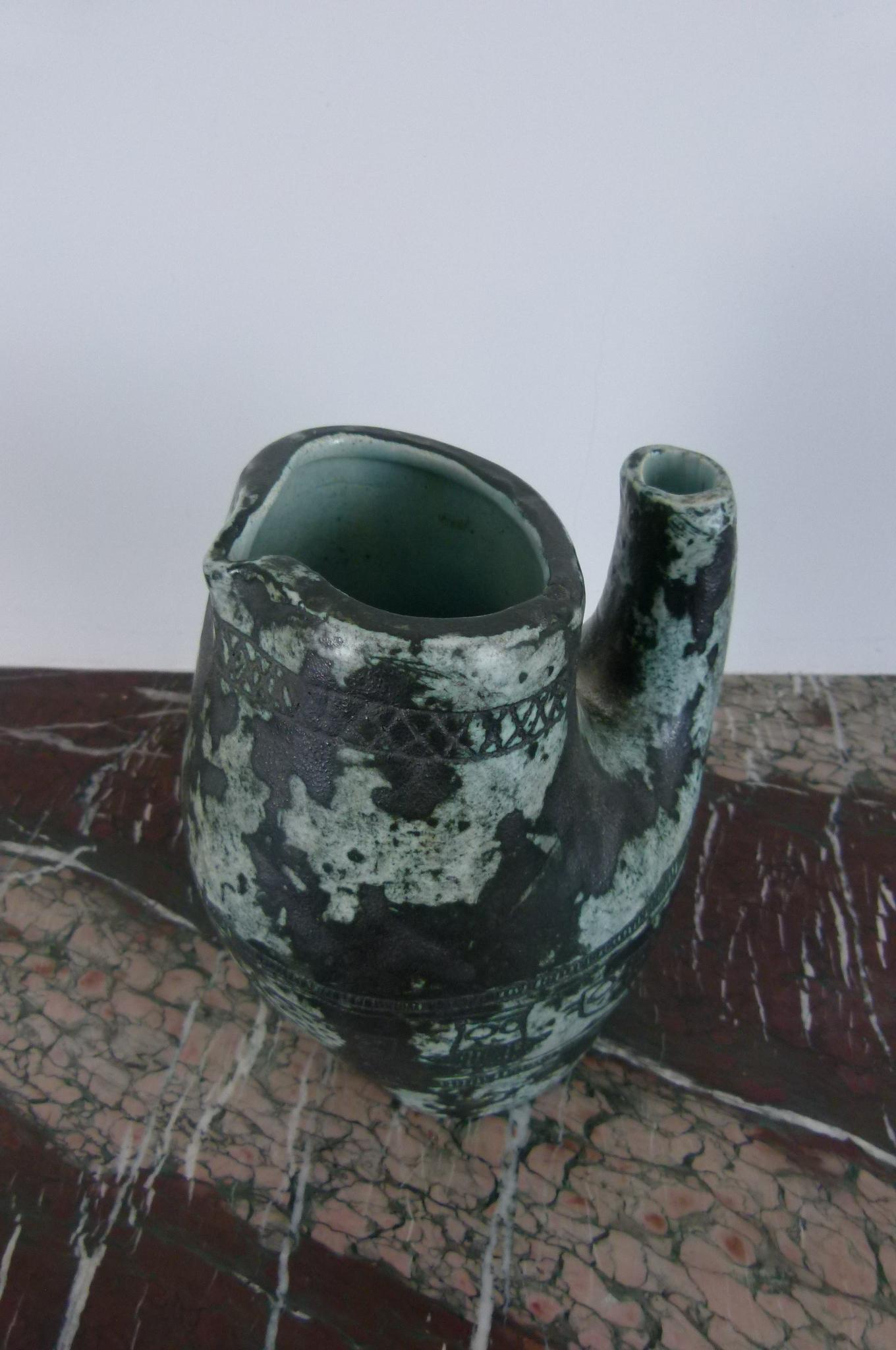 Green Vase-Pitcher by Jacques Blin, circa 1950 For Sale 4