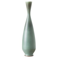 Green Vase with Long, Thin Neck by Berndt Friberg for Gustavsberg