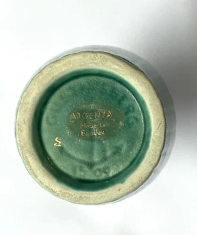 Glazed Green Vase With Ridges by Wilhelm Kåge For Sale