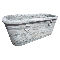 Green Veined Marble Bathtub Carved from a Single Piece