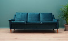 Green Velour Sofa Vintage 1970s Danish Design