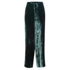 Green Velour Wide-Fit Trousers Size L