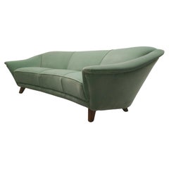 Retro Green velvet 50's 'banana' sofa