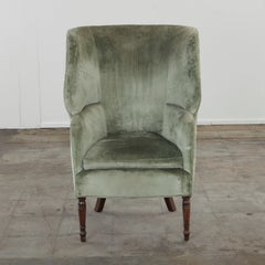 Green Velvet Armchair in the style of Gio Ponti, 1960s