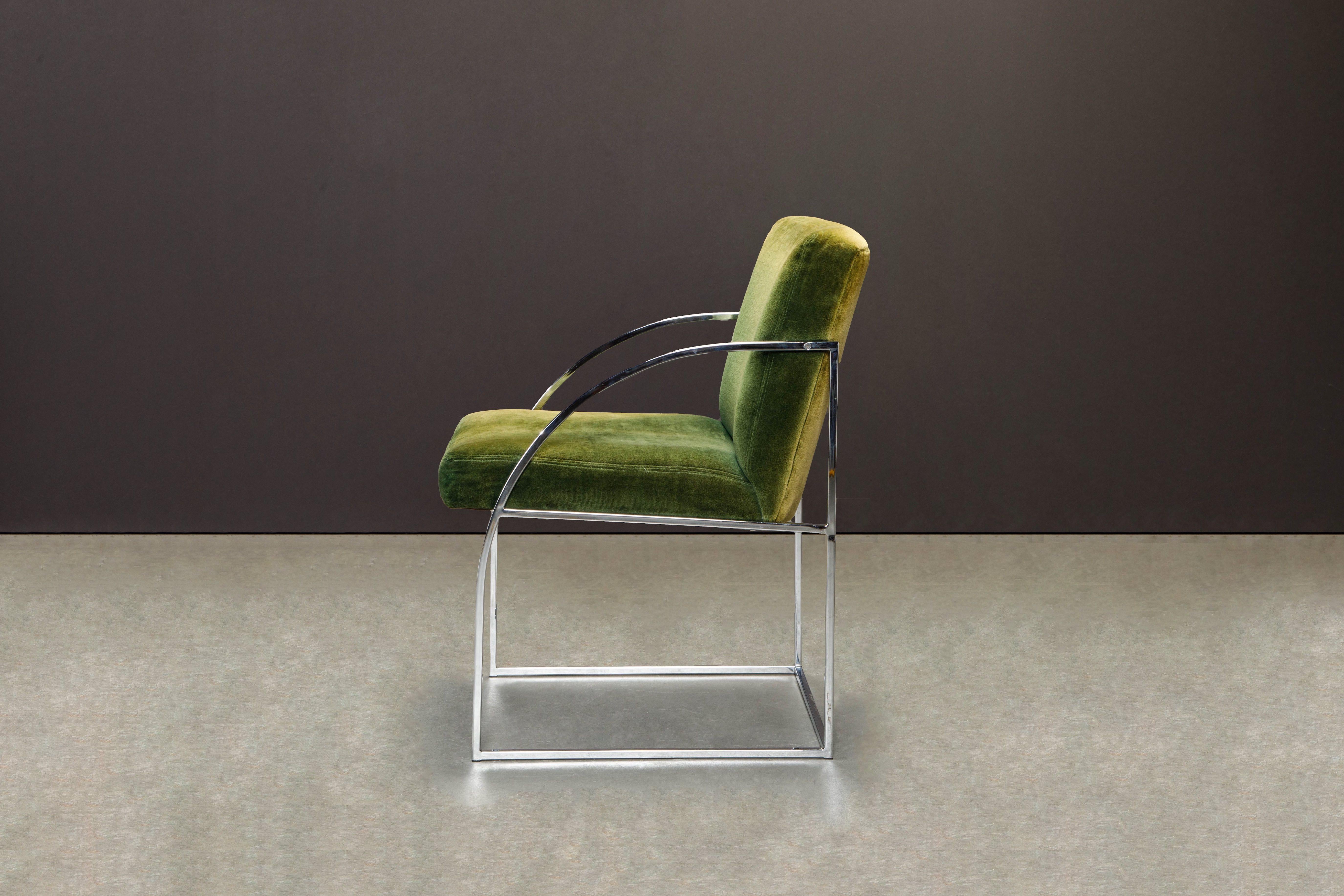 Green Velvet Armchairs by Milo Baughman for Thayer Coggin, Signed & Dated 1975 3