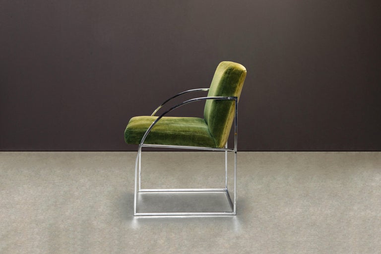 Green Velvet Armchairs by Milo Baughman for Thayer Coggin, Signed & Dated 1975 For Sale 3