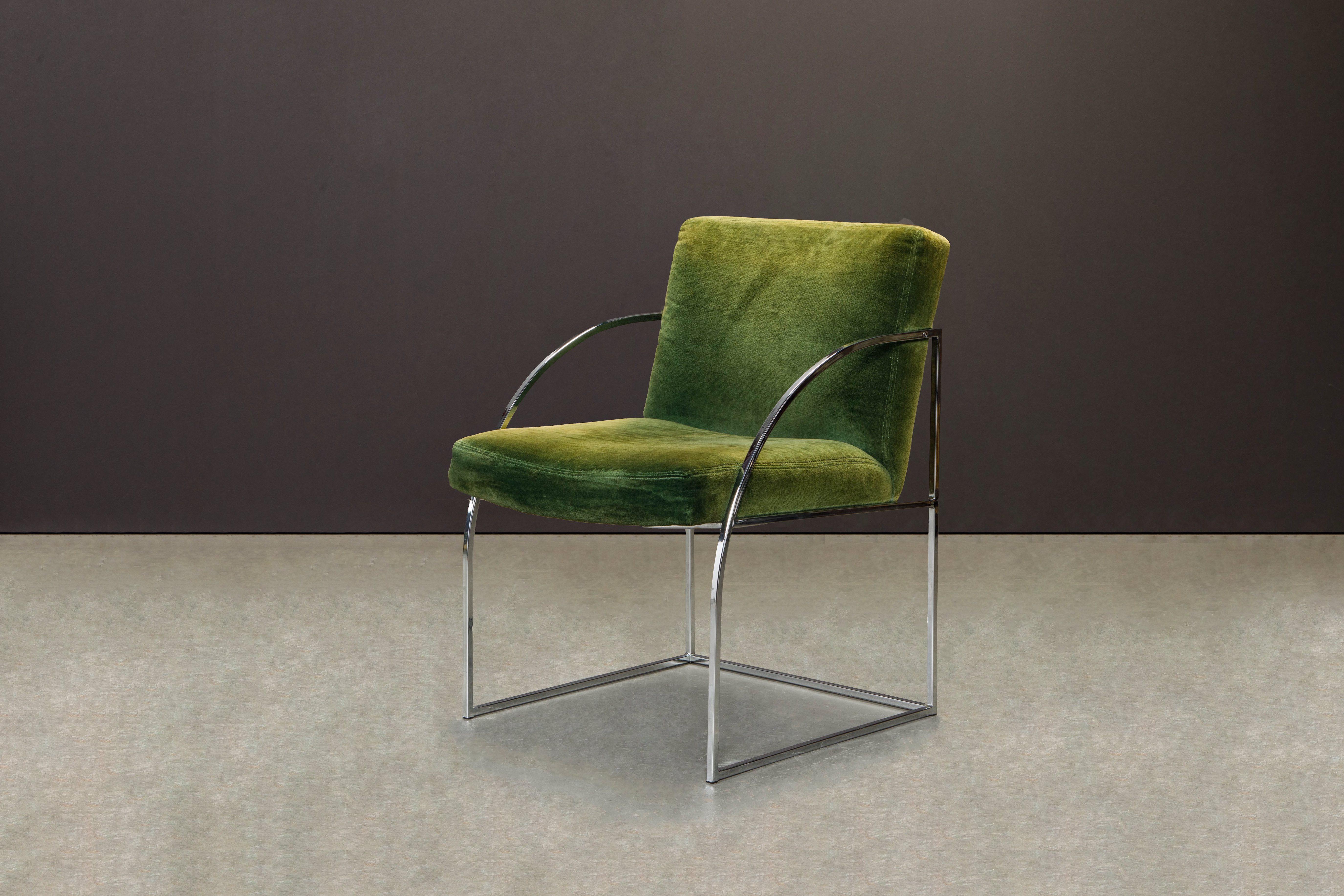 Green Velvet Armchairs by Milo Baughman for Thayer Coggin, Signed & Dated 1975 4