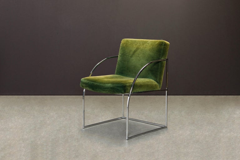 Green Velvet Armchairs by Milo Baughman for Thayer Coggin, Signed & Dated 1975 For Sale 4