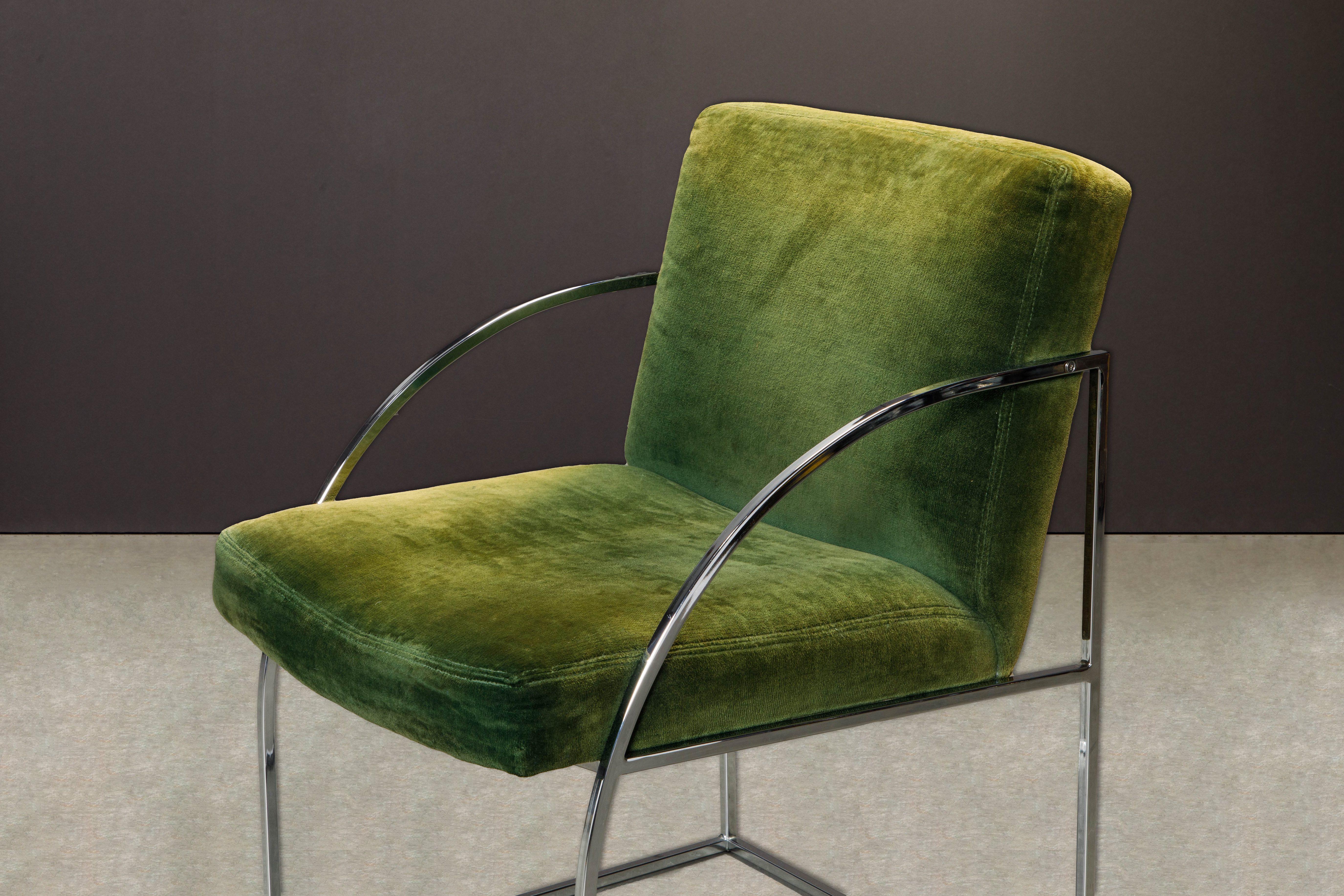 Green Velvet Armchairs by Milo Baughman for Thayer Coggin, Signed & Dated 1975 5