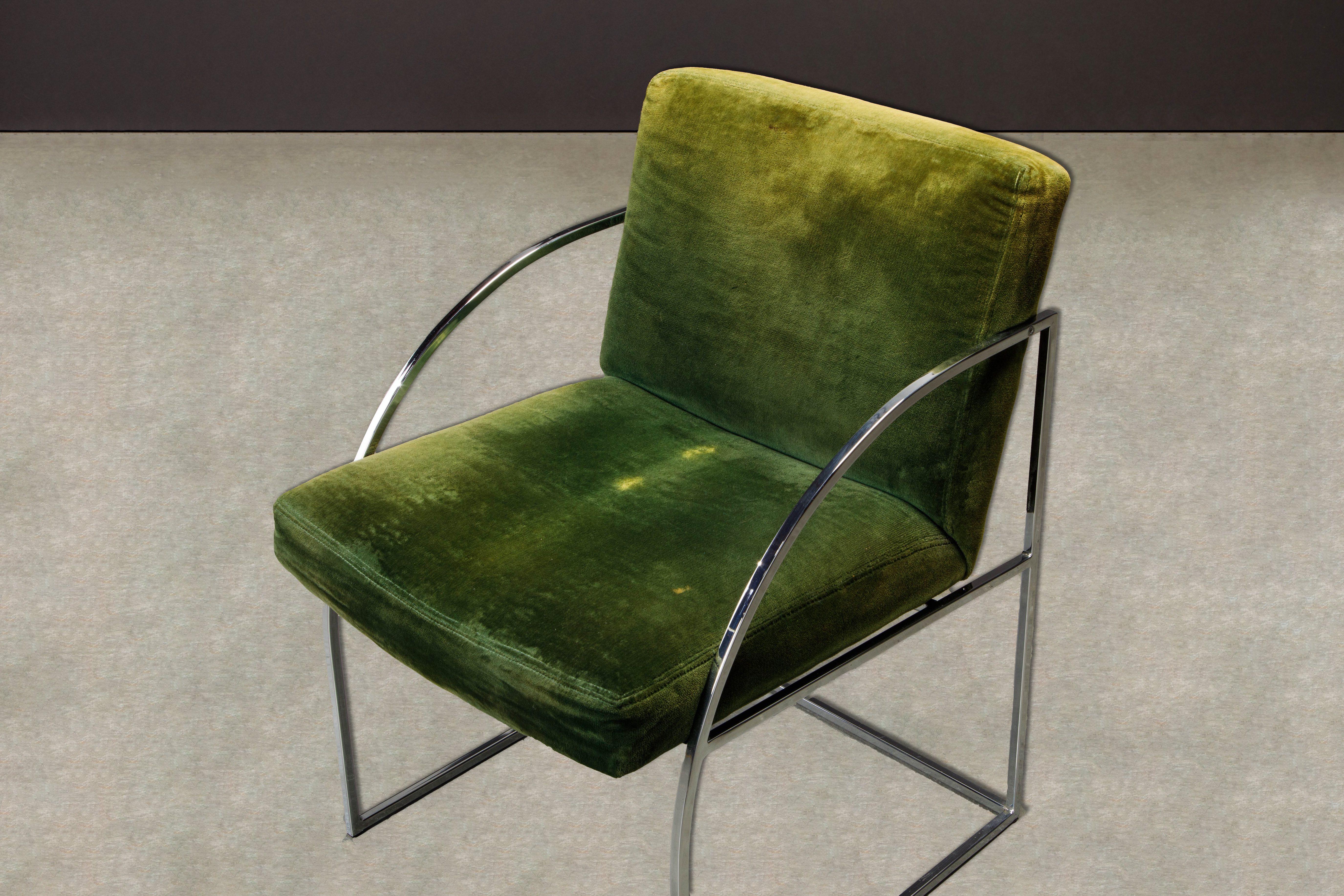 Green Velvet Armchairs by Milo Baughman for Thayer Coggin, Signed & Dated 1975 6
