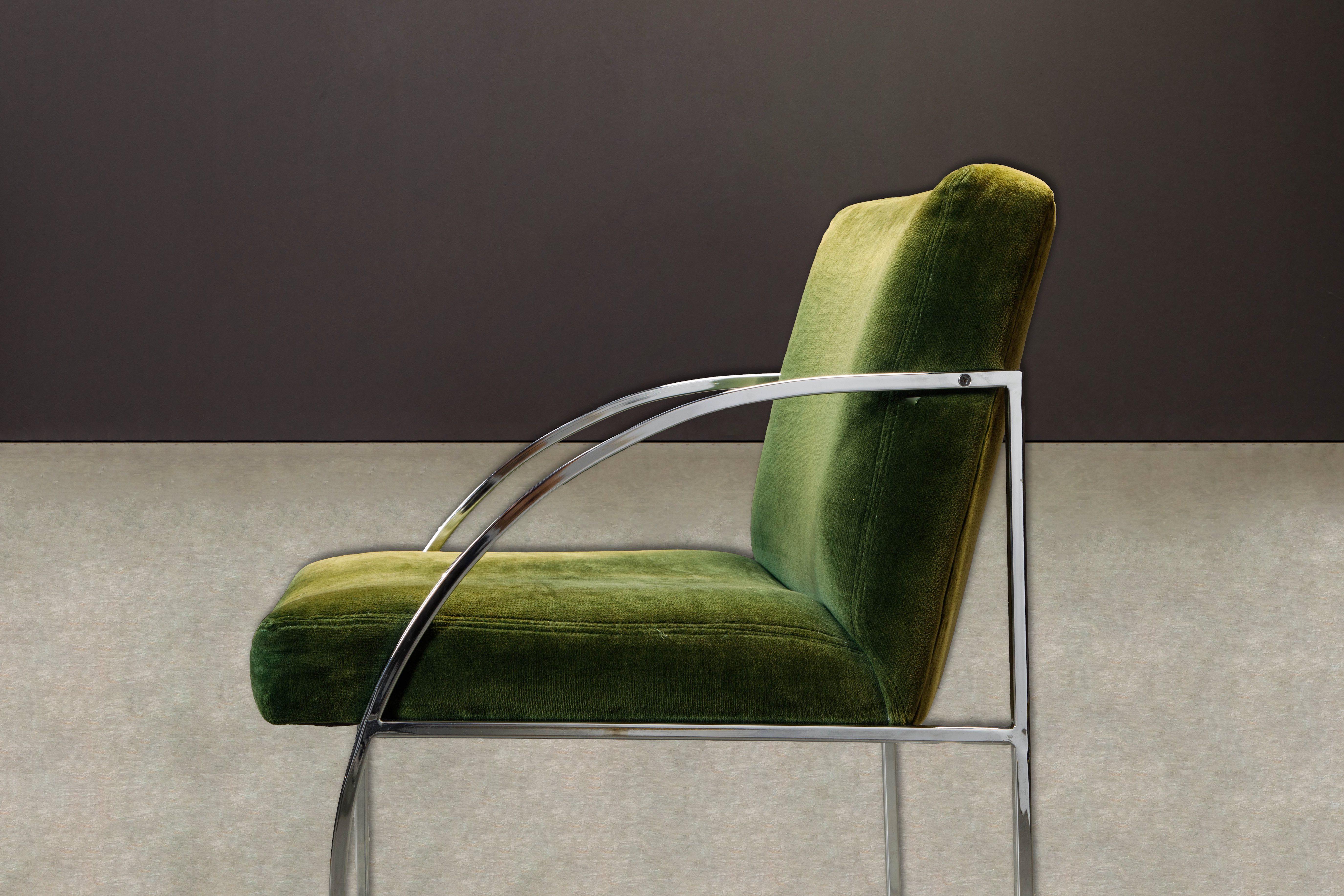 Green Velvet Armchairs by Milo Baughman for Thayer Coggin, Signed & Dated 1975 7