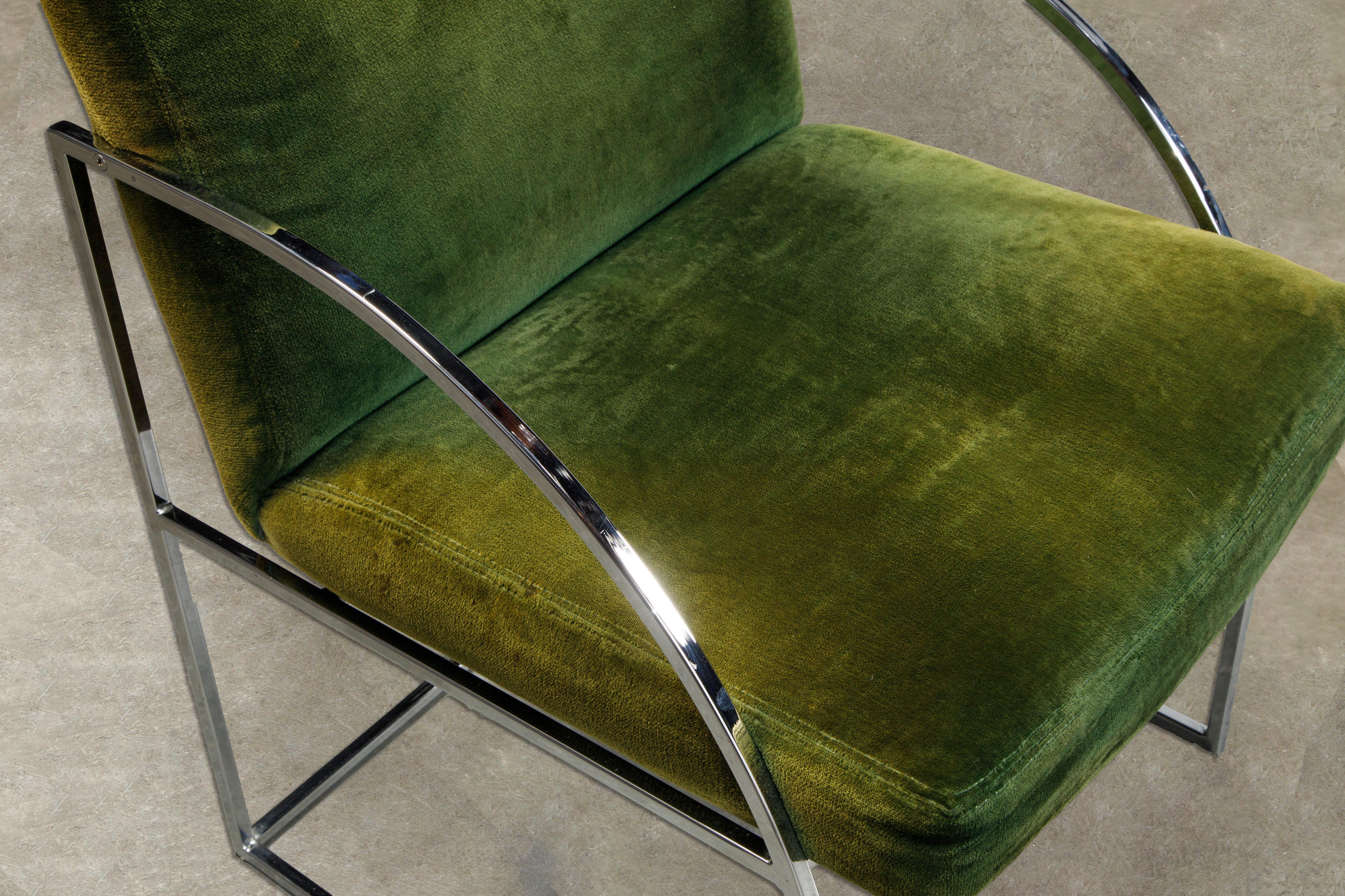 Green Velvet Armchairs by Milo Baughman for Thayer Coggin, Signed & Dated 1975 8