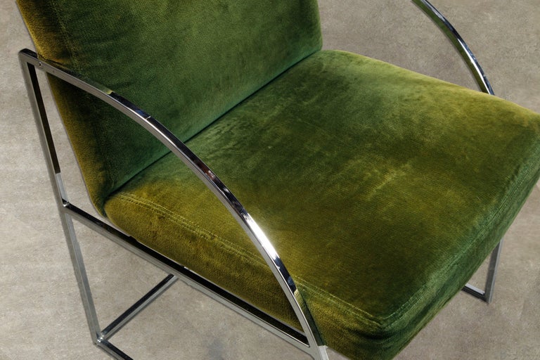 Green Velvet Armchairs by Milo Baughman for Thayer Coggin, Signed & Dated 1975 For Sale 8