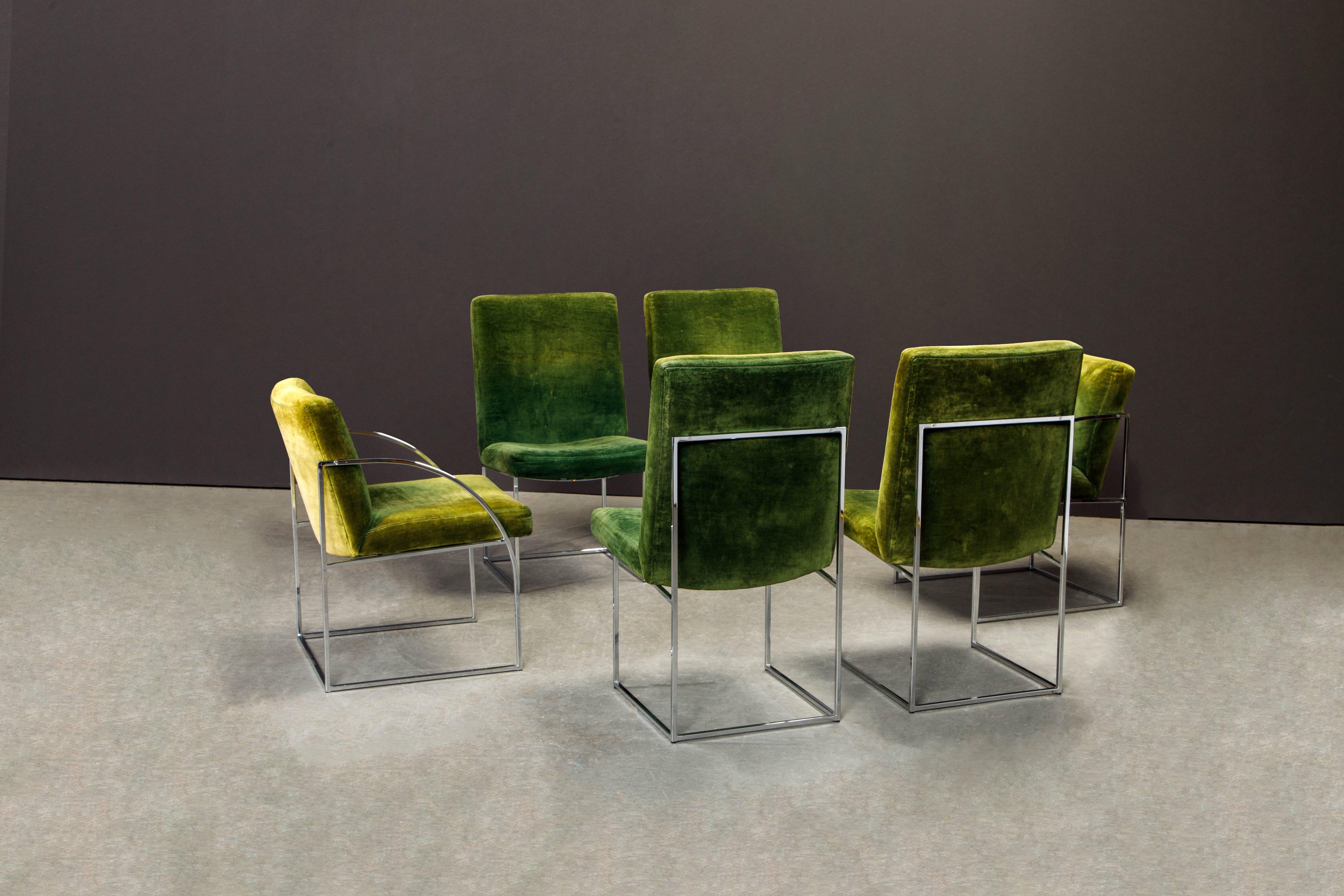 Green Velvet Armchairs by Milo Baughman for Thayer Coggin, Signed & Dated 1975 10