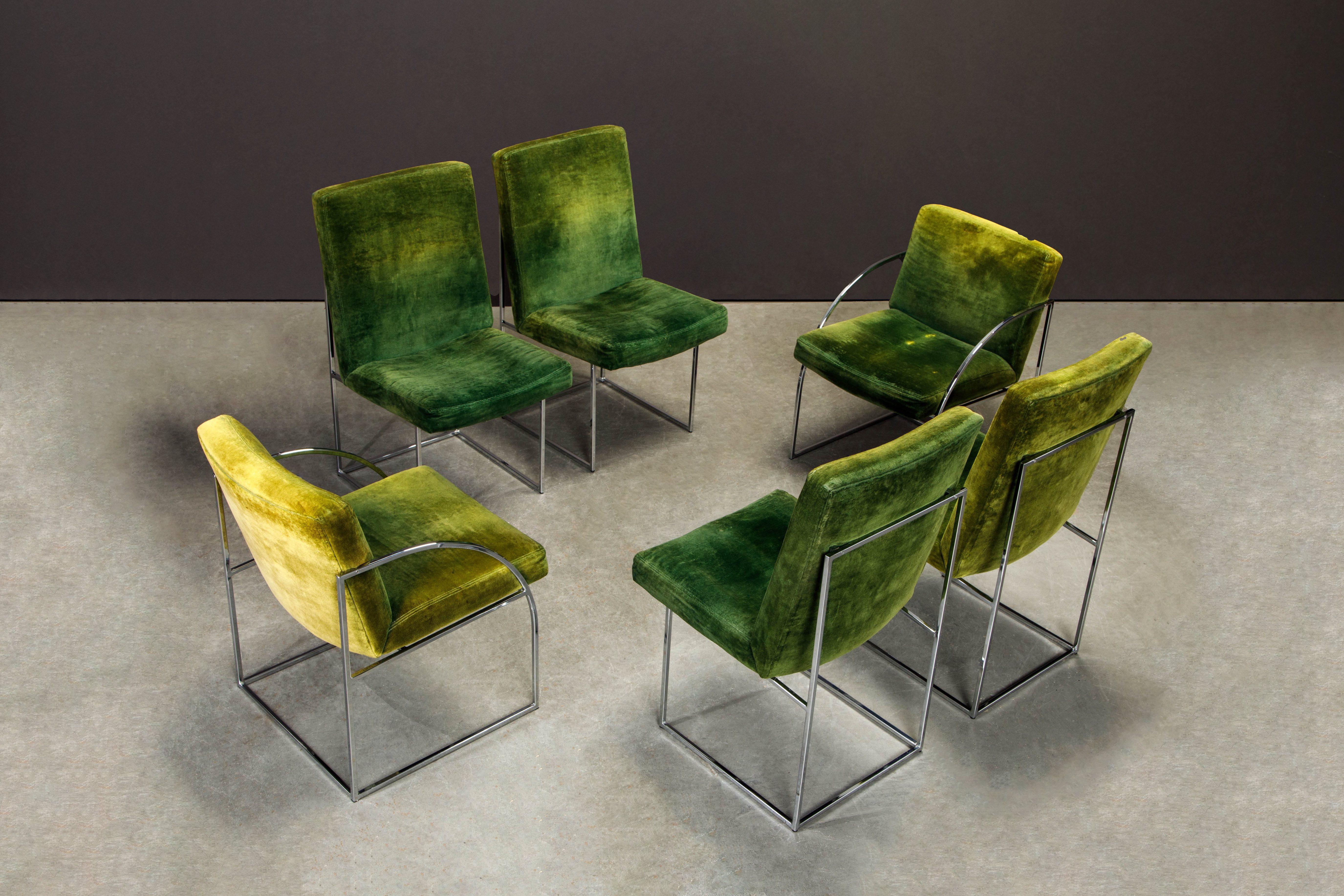Green Velvet Armchairs by Milo Baughman for Thayer Coggin, Signed & Dated 1975 11