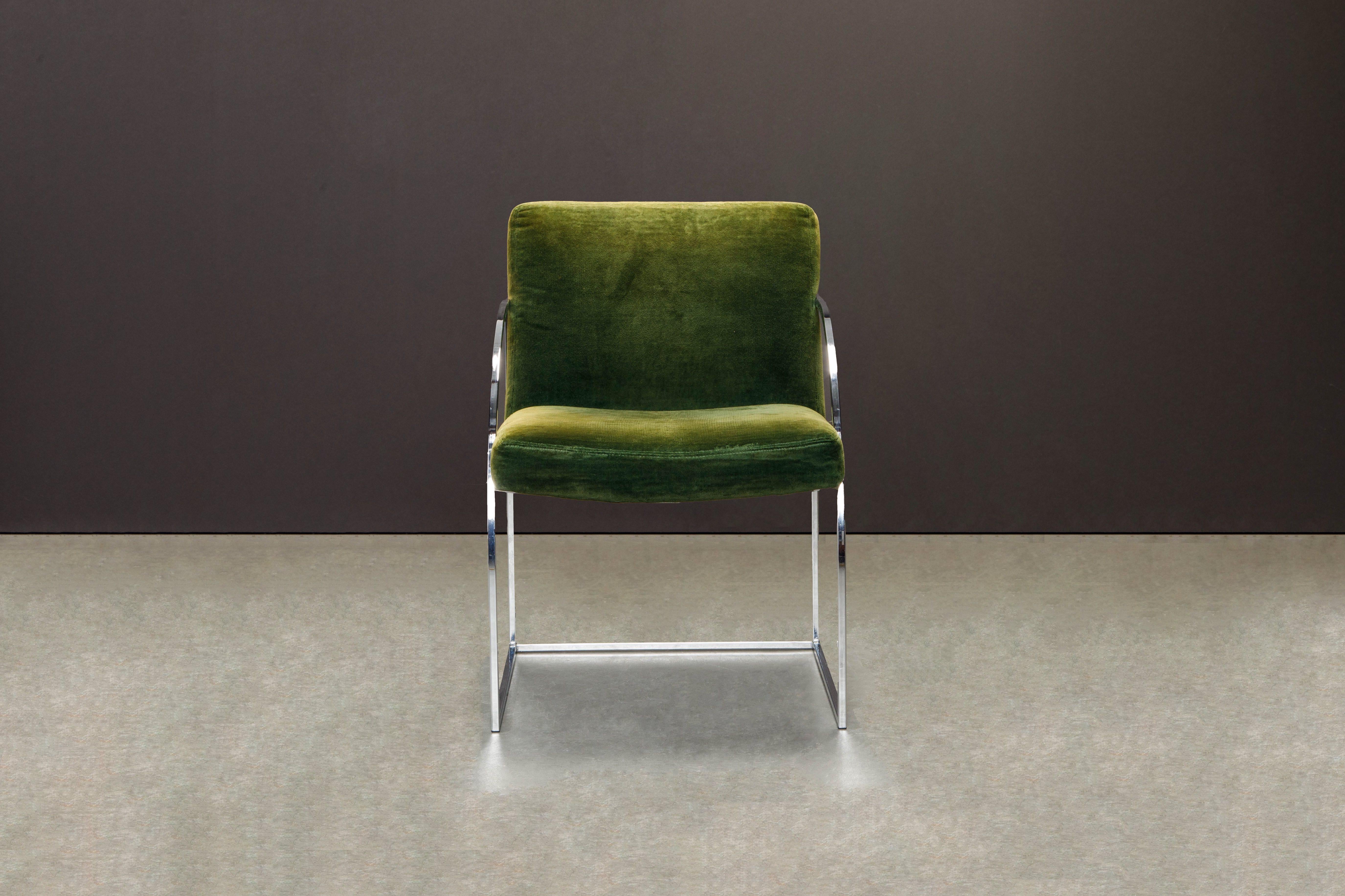 Modern Green Velvet Armchairs by Milo Baughman for Thayer Coggin, Signed & Dated 1975