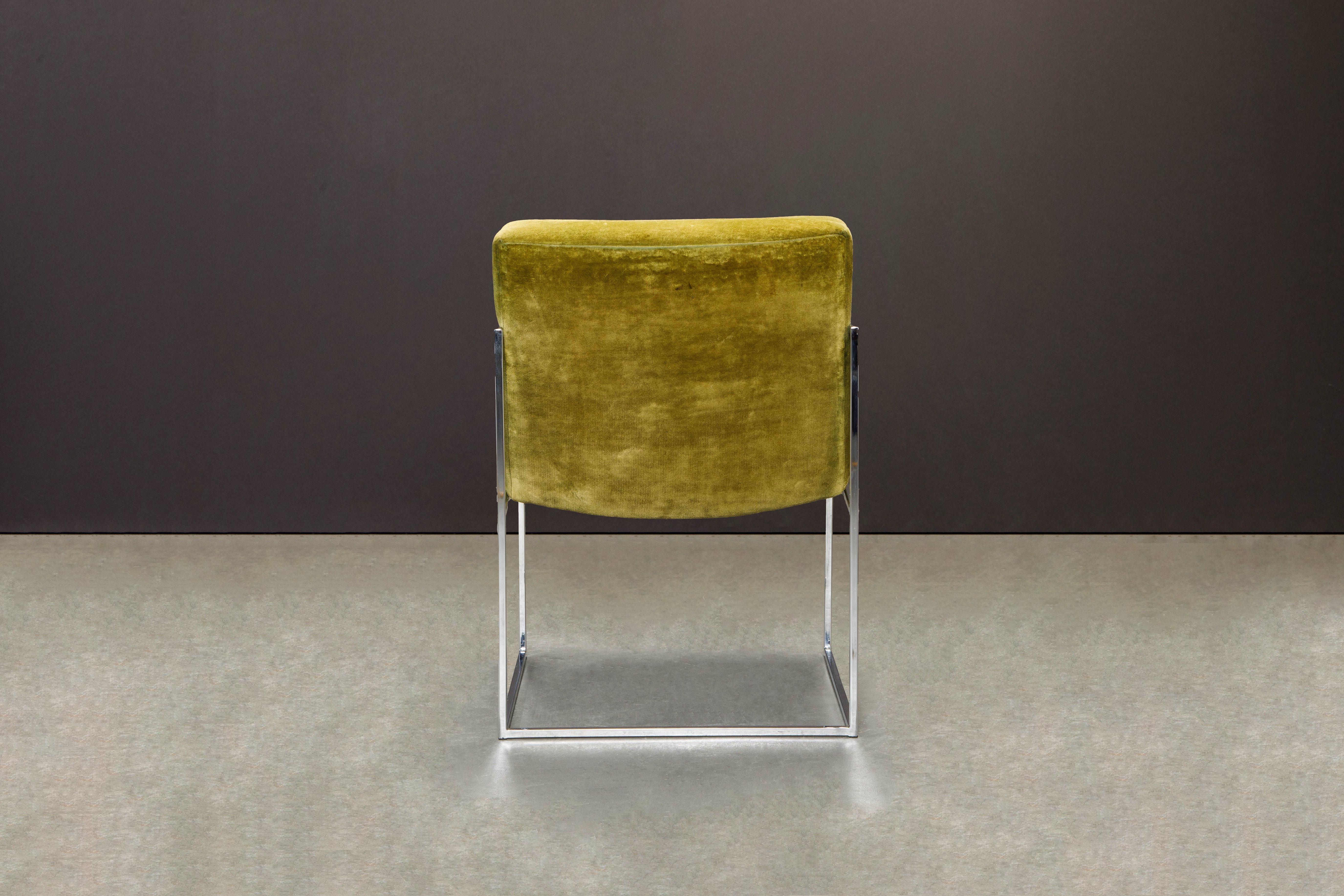 Fabric Green Velvet Armchairs by Milo Baughman for Thayer Coggin, Signed & Dated 1975