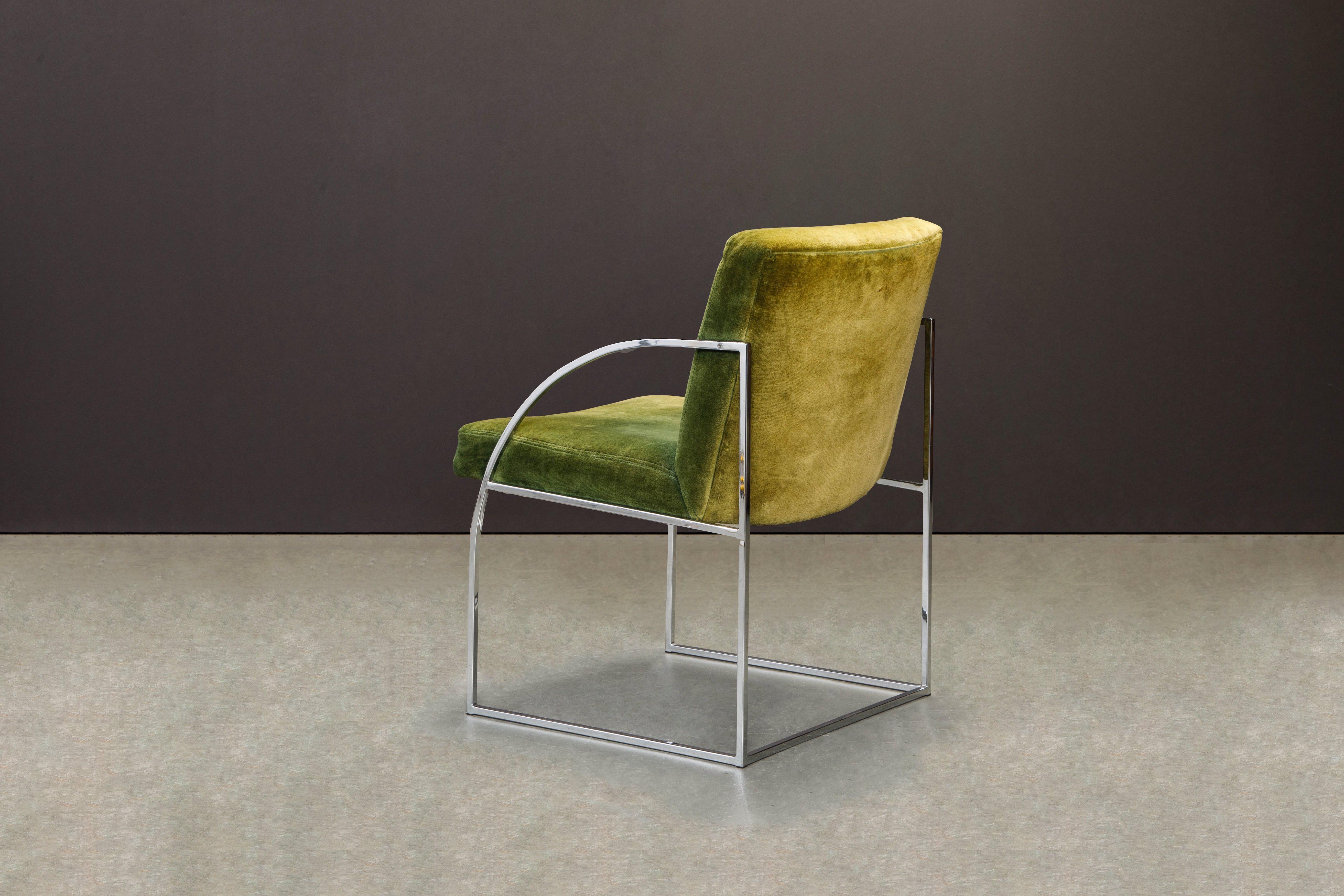 Green Velvet Armchairs by Milo Baughman for Thayer Coggin, Signed & Dated 1975 1