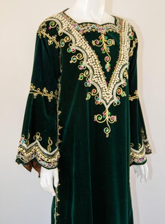 Green Velvet Bindali Caftan Maxi Dress Kaftan Size Large