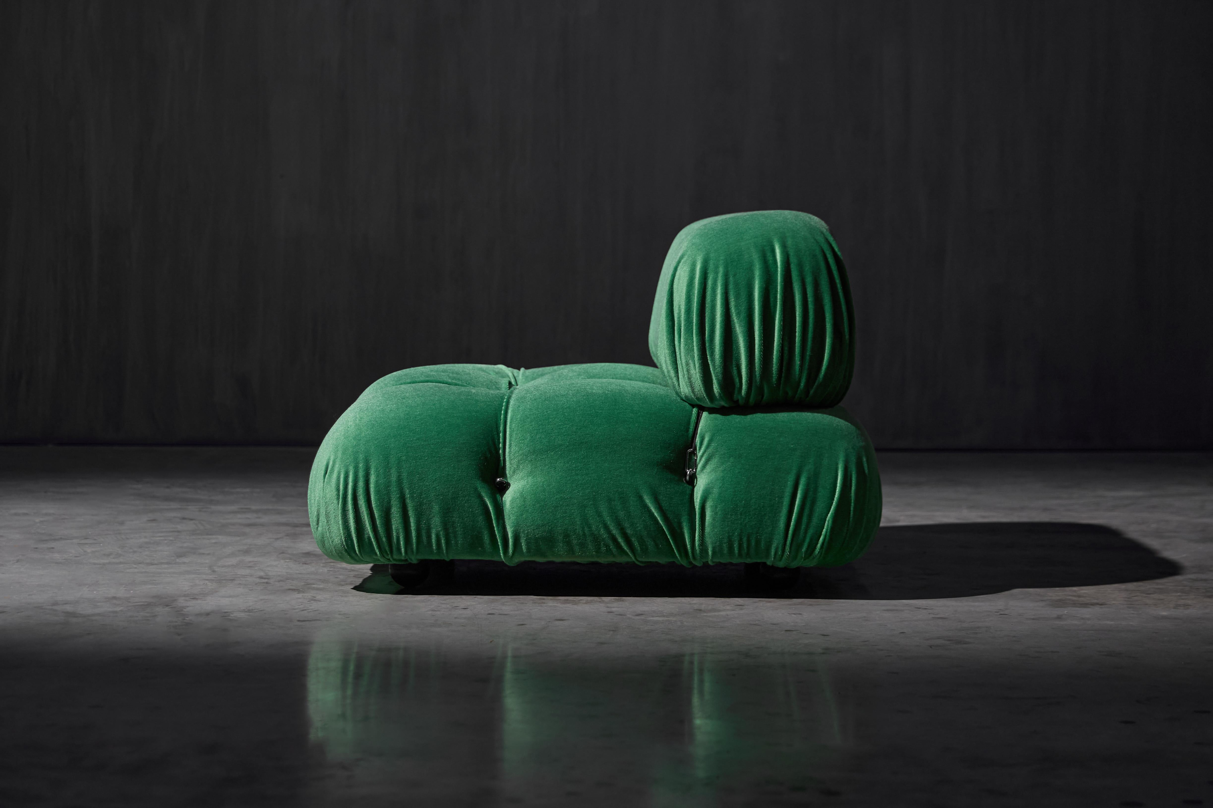 Green Velvet Camaleonda Lounge Chairs by Mario Bellini for B&B Italia, 1970s For Sale 4