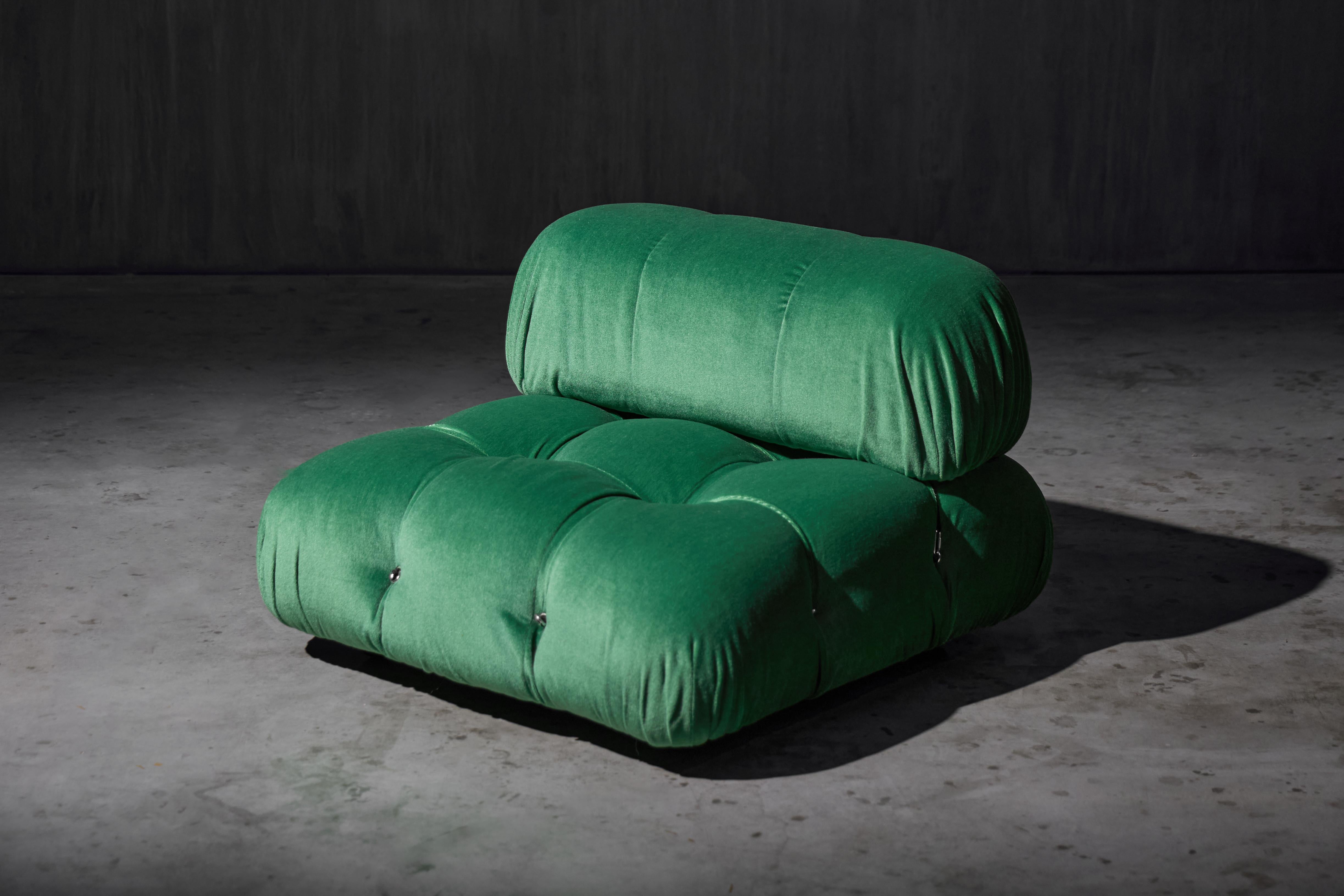 Late 20th Century Green Velvet Camaleonda Lounge Chairs by Mario Bellini for B&B Italia, 1970s For Sale