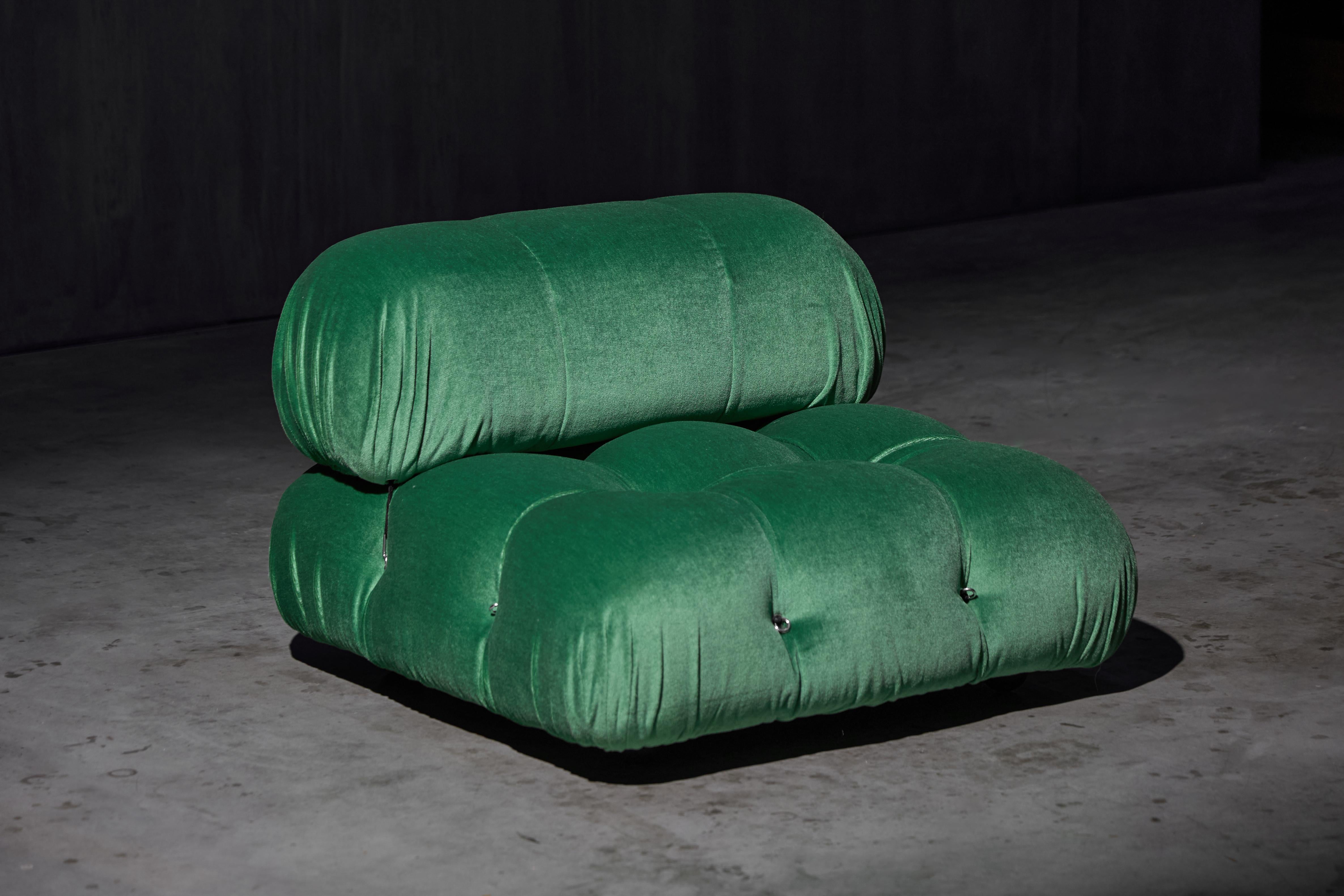 Green Velvet Camaleonda Lounge Chairs by Mario Bellini for B&B Italia, 1970s For Sale 2