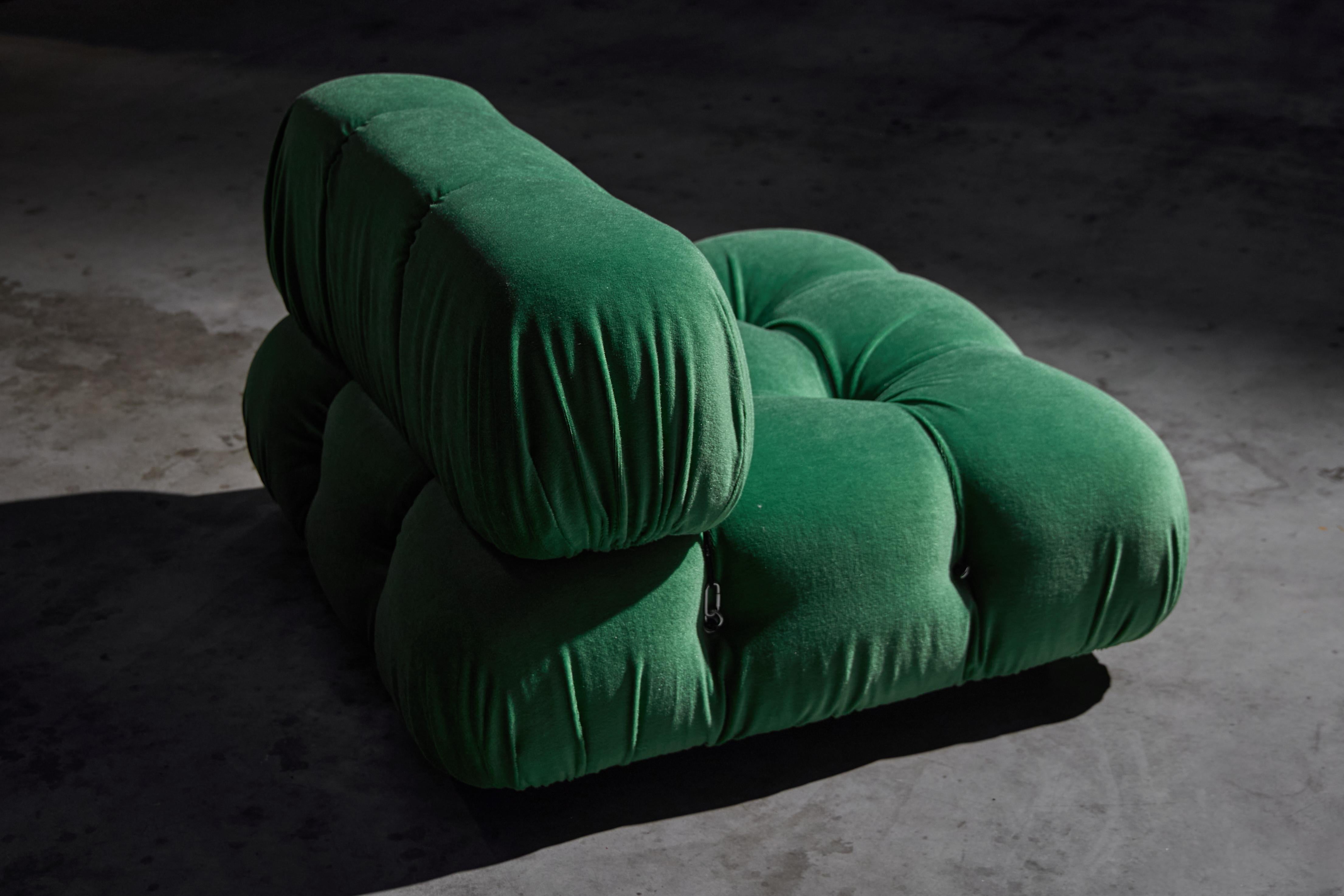 Green Velvet Camaleonda Lounge Chairs by Mario Bellini for B&B Italia, 1970s For Sale 3