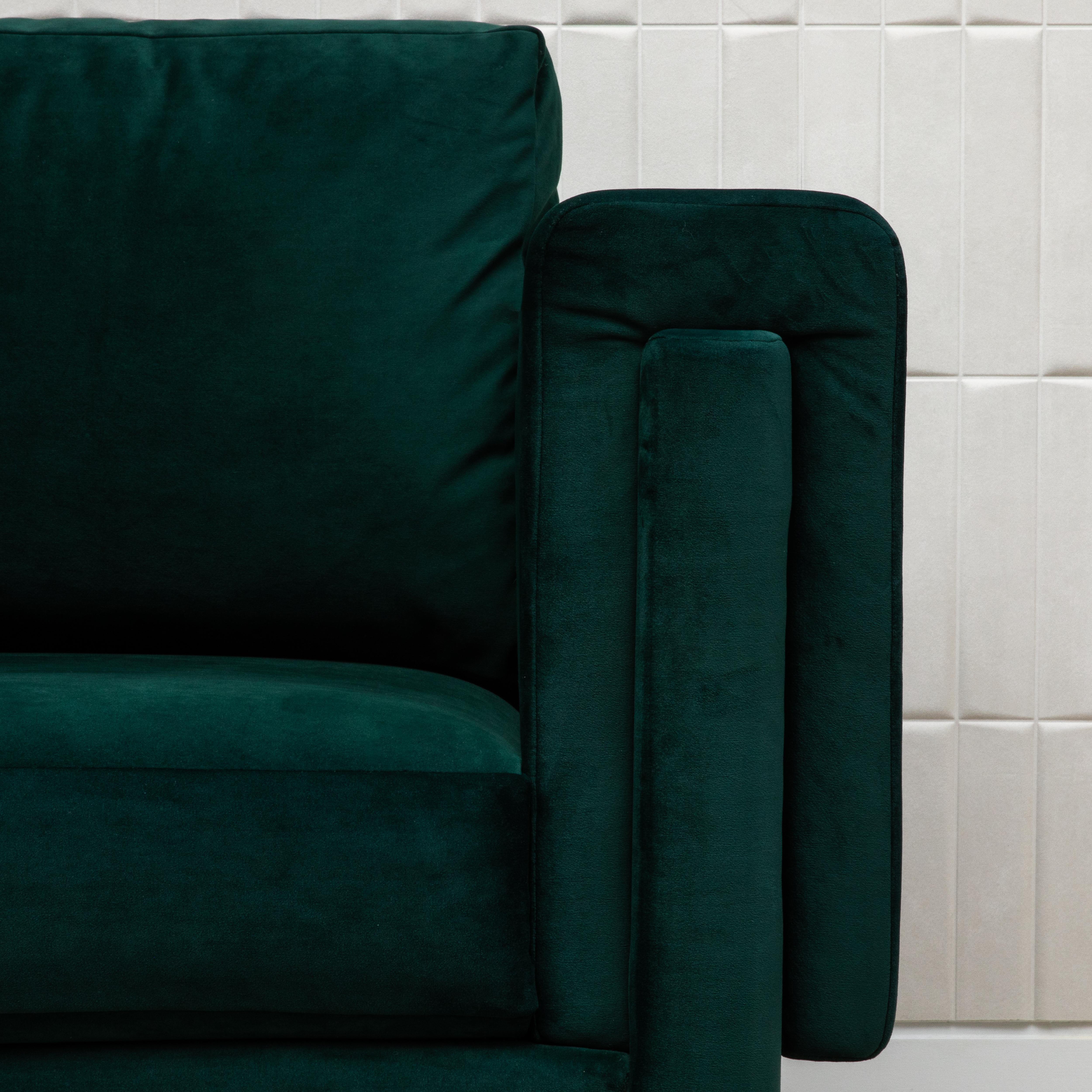 Hand-Crafted Green Velvet Chair with Stainless Steel Details by MOGUL - IN STOCK For Sale