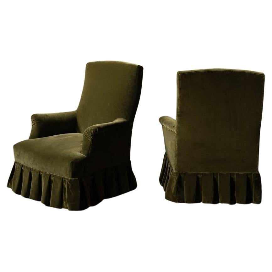 Green Velvet Chairs at 1stDibs